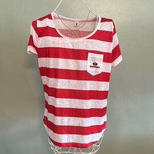 Georgia Bulldogs Red and White Striped T-Shirt